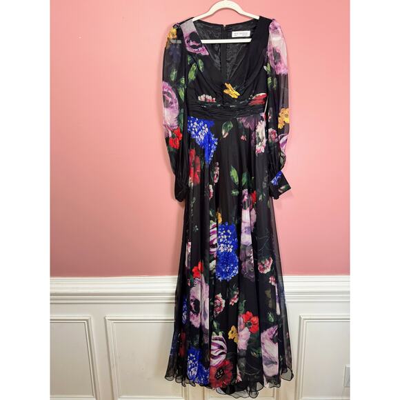NEW NWT Mac Duggal Bishop Sleeve Floral Print Dress  STYLE 67872 Size 2 - Picture 2 of 7